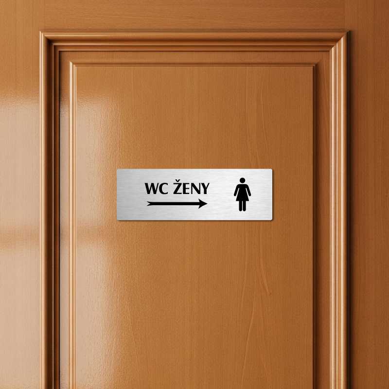 WC ženy vpravo, 200x66mm, zlatá popiska s okrasným rámečkem  